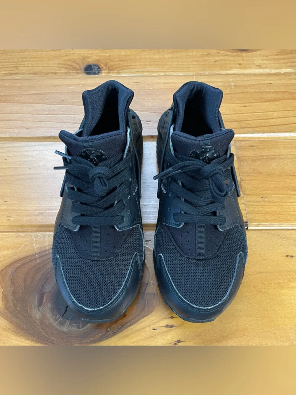 Nike Air Huarache Shoes Boys Size 6.5Y Triple Black Shoes Sneakers 654275-016‎